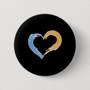 Herzen und Liebe für die Ukraine Europa Pinselstri Button