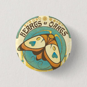 Herzen und Pfeil-Kunst Nouveau Motten-Knopf-Button Button