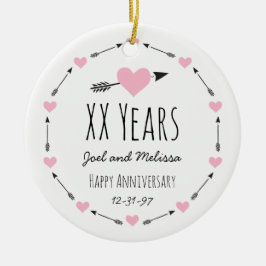 Herzen und Pfeil-personalisierter Keramik Ornament