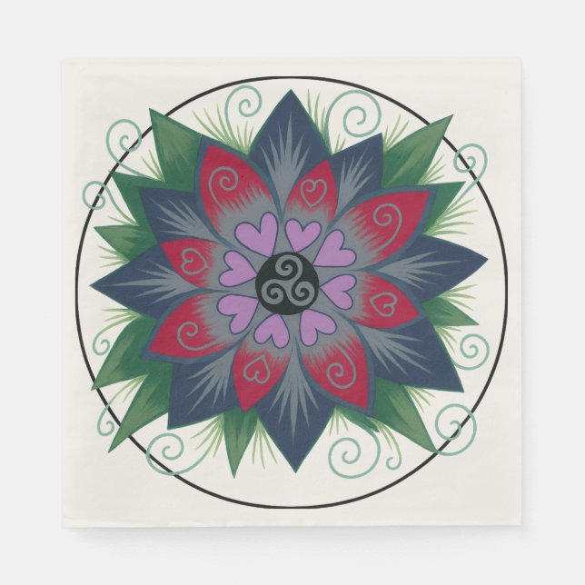 Herzen und Ranken Serviette (Vorderseite)