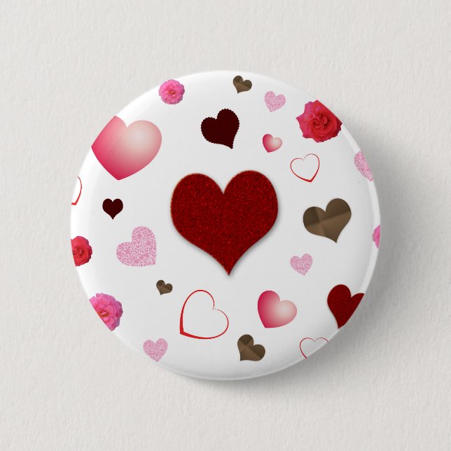 Herzen und Rose Button (Vorderseite)