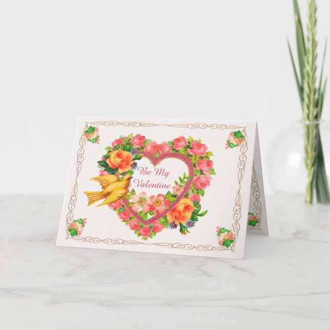 Herzen und Rose Extravagant Romantische Valentiner Karte (Vorderseite)