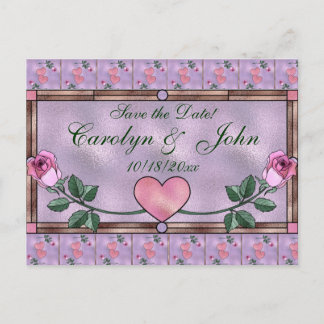 Herzen und Rose Save the Date Ankündigungspostkarte