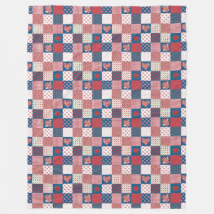 Herzen und Rosen Faux-Patchwork-Fleece-Decke Fleecedecke