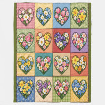 Herzen und Rosen Quilt-artige Fleece-Decke
