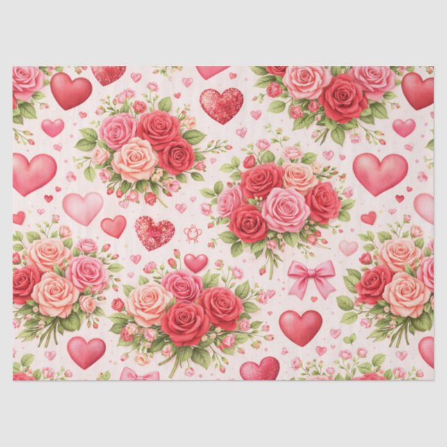 Herzen und Rosen  Seidenpapier (Vorderseite)