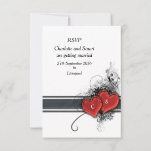 Herzen und Schriftrollen RSVP Karte