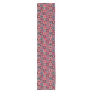Herzen und Sternchen-Vereinbarung Rosa Kurzer Tischläufer