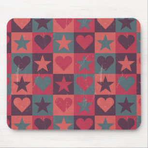 Herzen und Sterne Muster Pink Mousepad