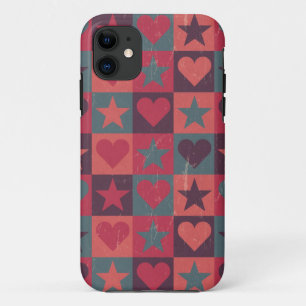 Herzen- und Sterne-Muster Rosa iPhone 11 Hülle