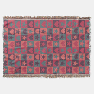 Herzen- und Sterne-Muster Rosa Decke