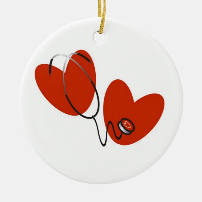 Herzen und Stethoskop-T - Shirts und Geschenke Keramik Ornament (Vorne)
