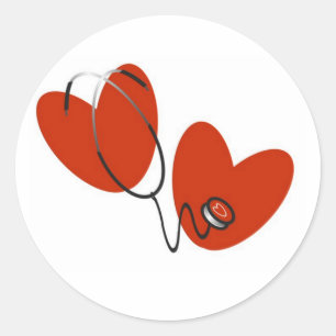 Herzen und Stethoskop-T - Shirts und Geschenke Runder Aufkleber