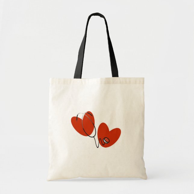 Herzen und Stethoskop-T - Shirts und Geschenke Tragetasche (Vorne)