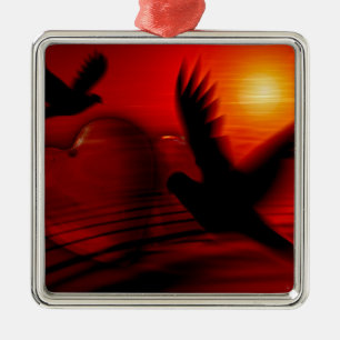 Herzen und Tauben Ornament Aus Metall