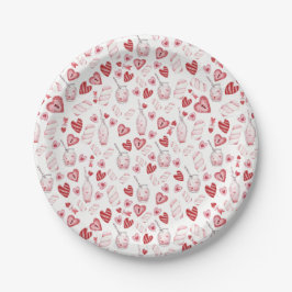 Herzen Valentines-Wasserfarbe-Partyplatte Pappteller
