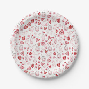 Herzen Valentines-Wasserfarbe-Partyplatte Pappteller