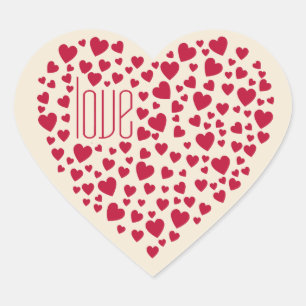 Herzen voll des Herz-Liebe-Rotes Herz-Aufkleber