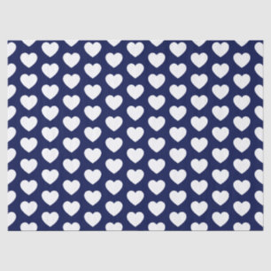 Herzen, weiß auf Marine-Blau-Seidenpapier Seidenpapier