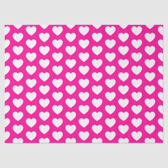Herzen, weiß auf Pink-Seidenpapier Seidenpapier (Vorderseite)