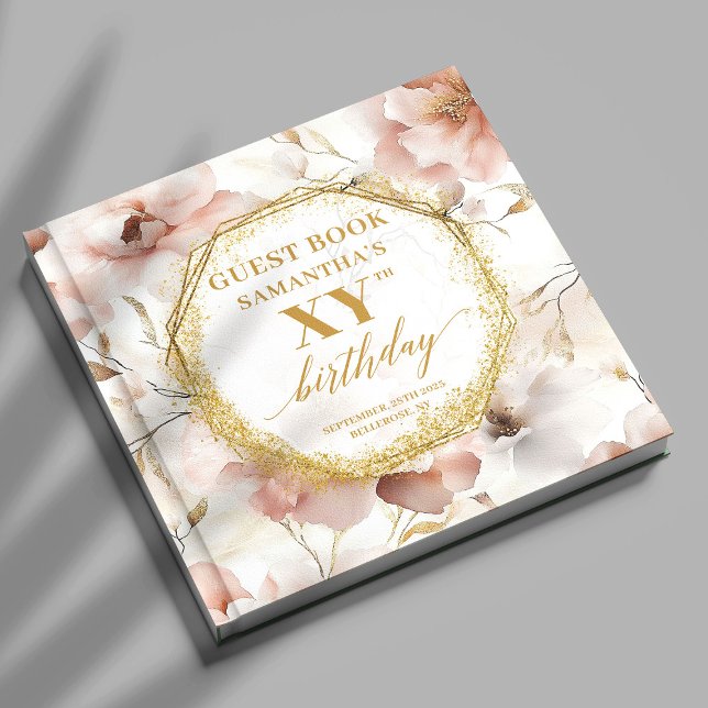 Herzenduft Elfenbeinblüte ganzjährig Gedächtnis Gästebuch (Heartfelt blush ivory floral all birthdays memory Guest Book)