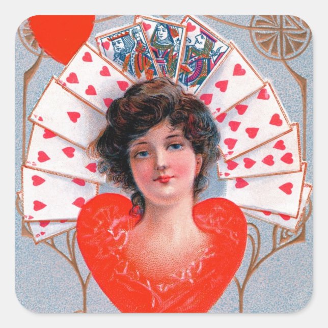 HERZENFRAU, Valentinstag Quadratischer Aufkleber (Vorderseite)