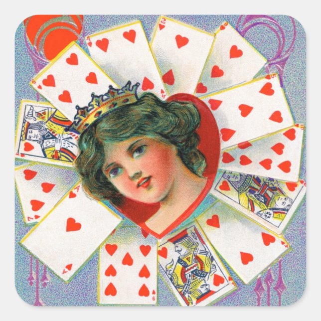 HERZENFRAU, Valentinstag Quadratischer Aufkleber (Vorderseite)