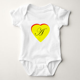 Herzengelb Rot eine Einladung zum MUSEUM Z Baby Strampler