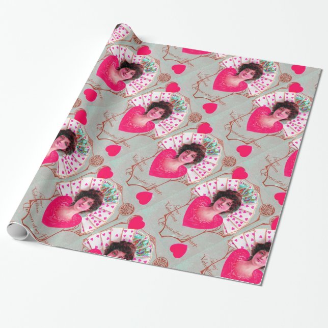 HERZENQUEN, Rosa Fuchsienfeiertag Geschenkpapier (Ungerollt)