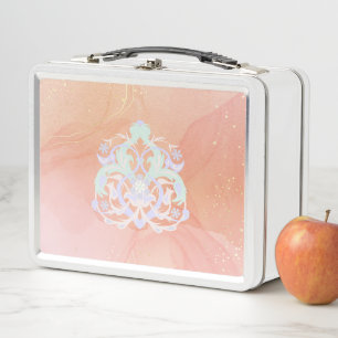 Herzensblüten – Pastellfarbene Florale Gestaltung Metall Brotdose