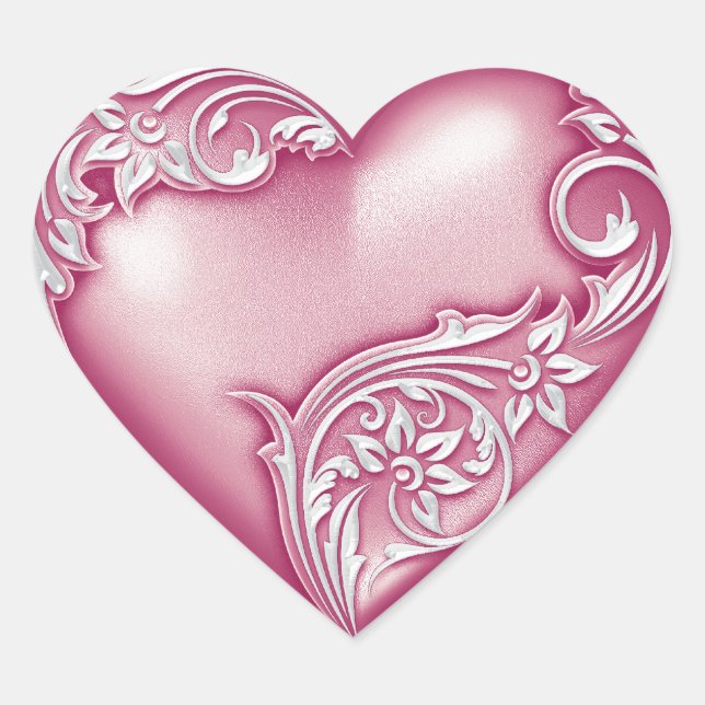 Herzenscroll Cashmere Rose/Weiß Herz-Aufkleber (Vorderseite)