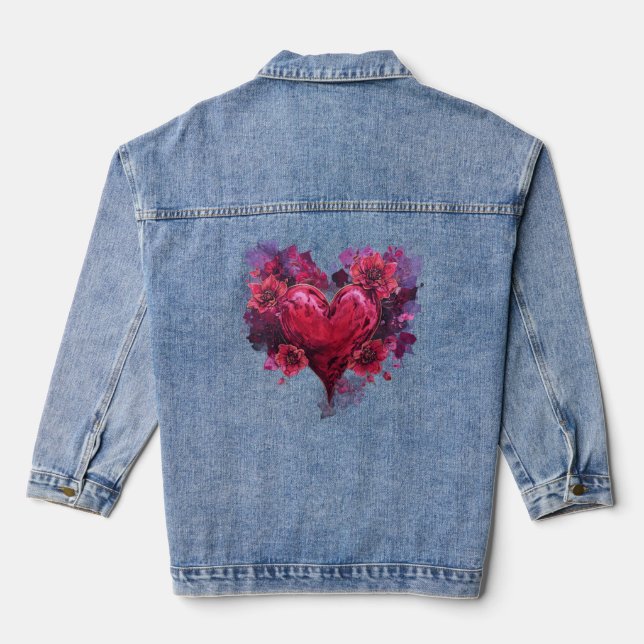 Herzenskitzel-Blüte Jeansjacke (Rückseite)