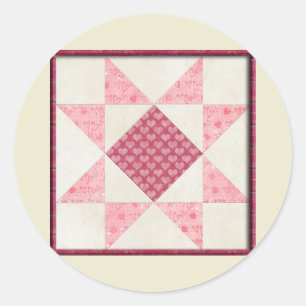 Herzensliebe-Deck quilt Runder Aufkleber