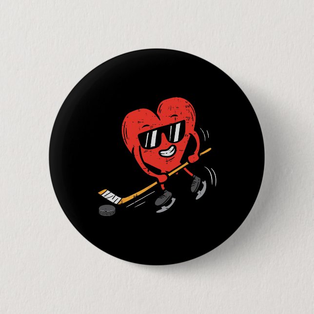 Herzenslust Eishockey Valentinstag Liebe Sport Button (Vorderseite)
