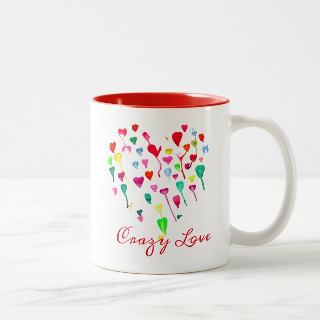 Herzenslust, farbenfrohe Regenbogenkunst Zweifarbige Tasse (Rechts)