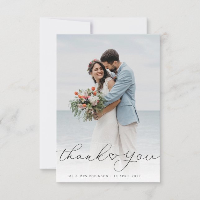  Herzensskript Hochzeit Foto danke Karte (Vorderseite)