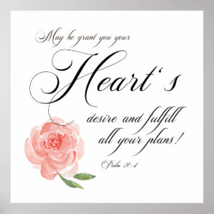 Herzenswunsch rosa Rose Poster