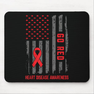 Herzerkrankungen Amerikanische Flagge Go Rotes Her Mousepad