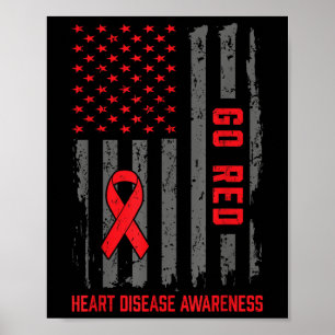 Herzerkrankungen Amerikanische Flagge Go Rotes Her Poster