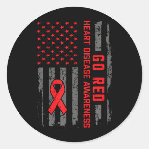 Herzerkrankungen Amerikanische Flagge Go Rotes Her Runder Aufkleber