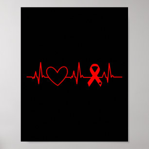 Herzerkrankungen Aufklärung Monat Ribbon Go Rotes  Poster