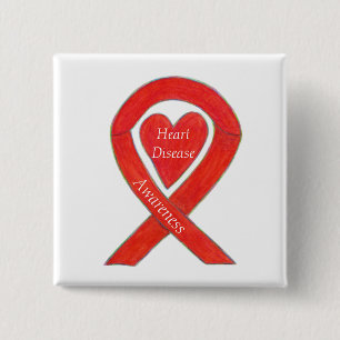 Herzerkrankungen Aufklärung Rotes Herz Ribbon But Button