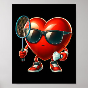 Herzerkrankungen Badminton Valentinstag Valentine Poster