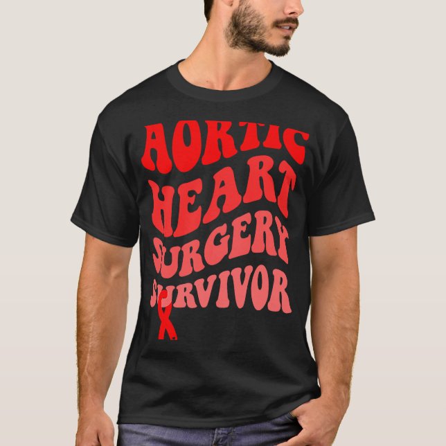 Herzerkrankungen Bewusstsein Aortic Heart Operatio T-Shirt (Vorderseite)