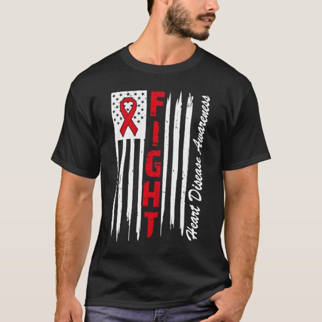 Herzerkrankungen: Rote amerikanische Herzerkrankun T-Shirt (Vorderseite)