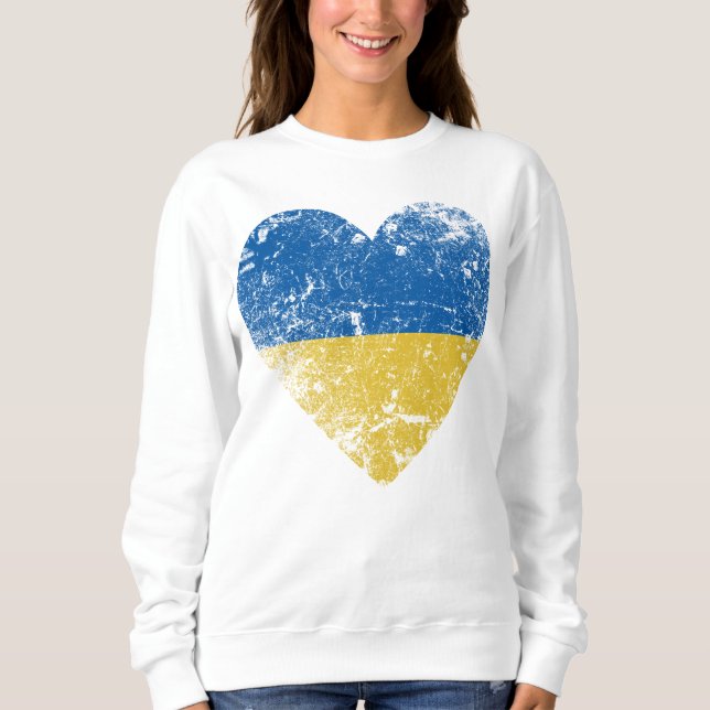Herzerkrankungen Ukraine Flagge, Land Pride Sweatshirt (Vorderseite)