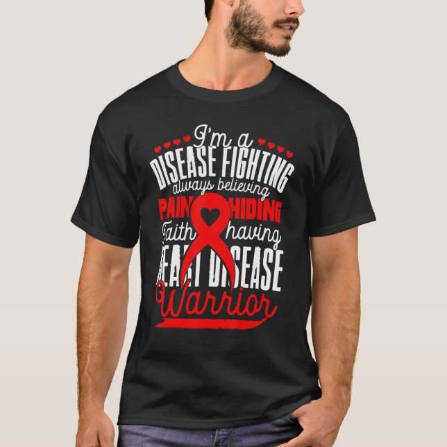 Herzerkrankungen Warrior Awareness Ribbon Disease T-Shirt (Vorderseite)