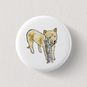 Herzerwärmende beste Freunde Hund und Katze Button