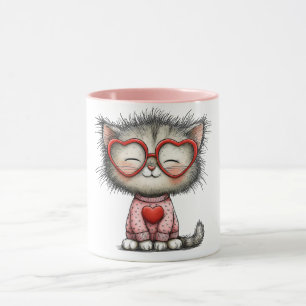 Herzerwärmender Kaffeebecher mit lächelnder Katze Tasse