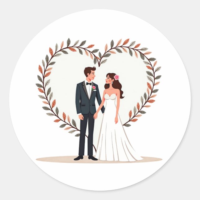 Herzerwärmendes Hochzeitsplaster Runder Aufkleber (Vorderseite)